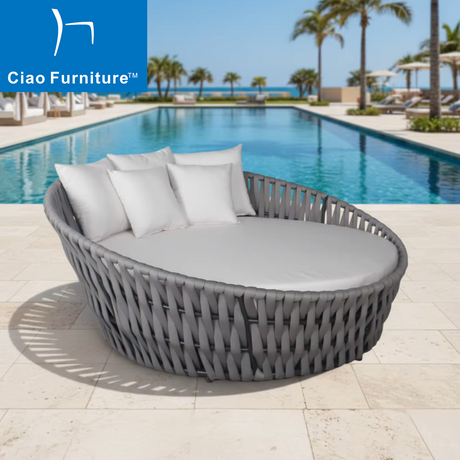 Leisure grey rope outdoor hotel pool side lounge sunbed