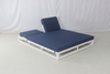 Commercial outdoor pool beach white aluminum double daybed with navy blue cushion