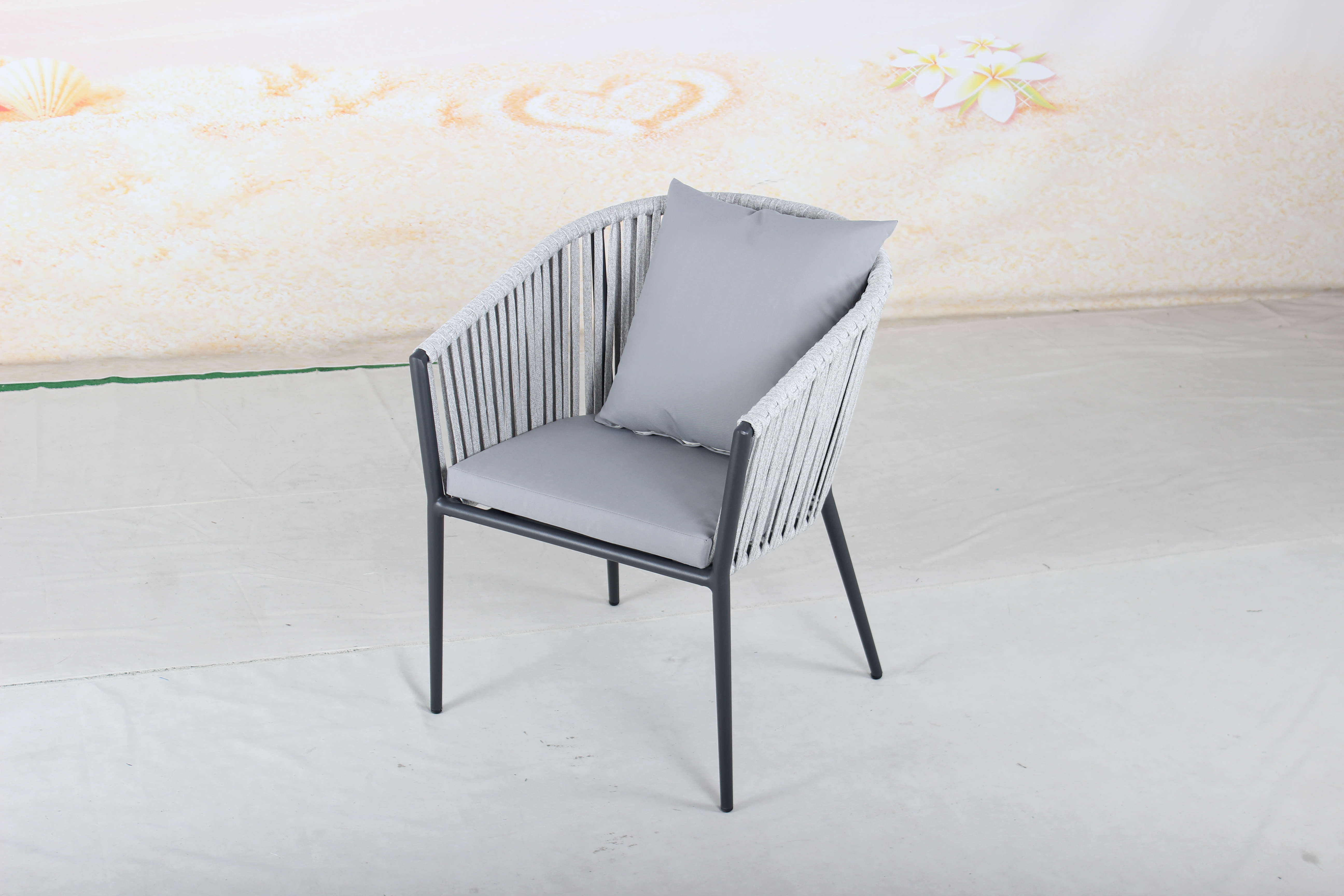 Grey rope garden patio dining chair