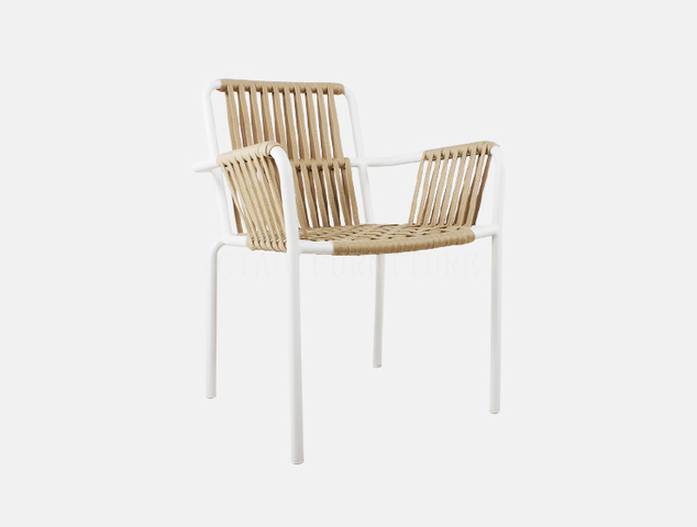 Belt braided beige simple outdoor single chair