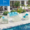 5 seater white PE rattan garden sofa set