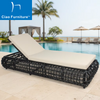 Black rattan outdoor pool lounger single bed