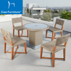 5 pieces outdoor wood rattan table and chair set