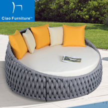 Modern resort poolside outdoor rope round daybed