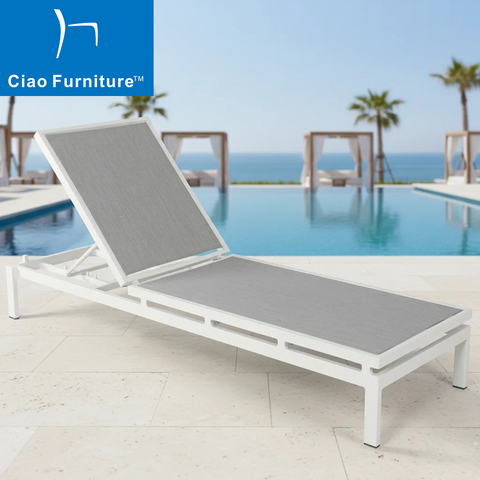 Commercial white aluminum powder coated pool sun lounger