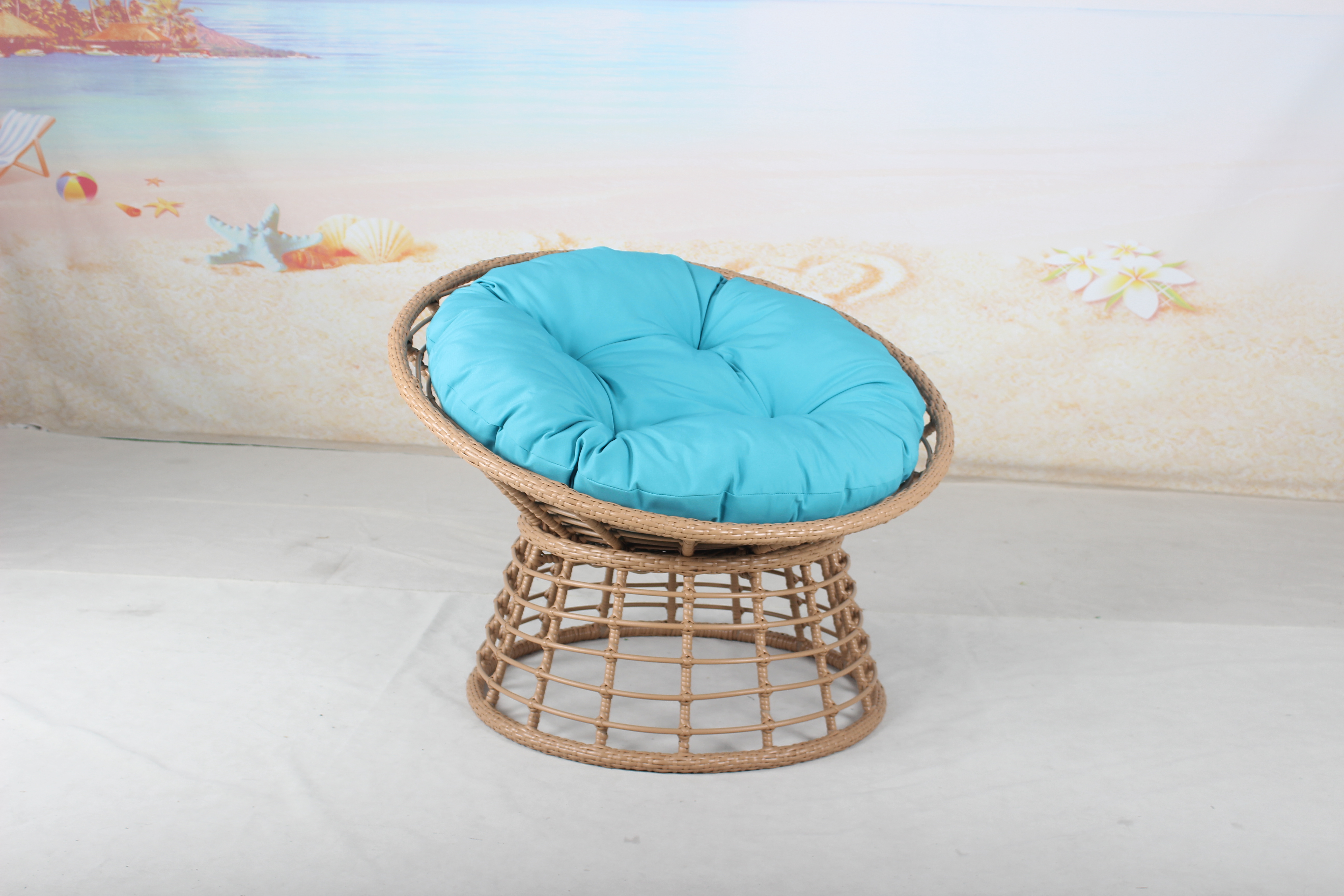 Outdoor rattan papasan chair with cushion