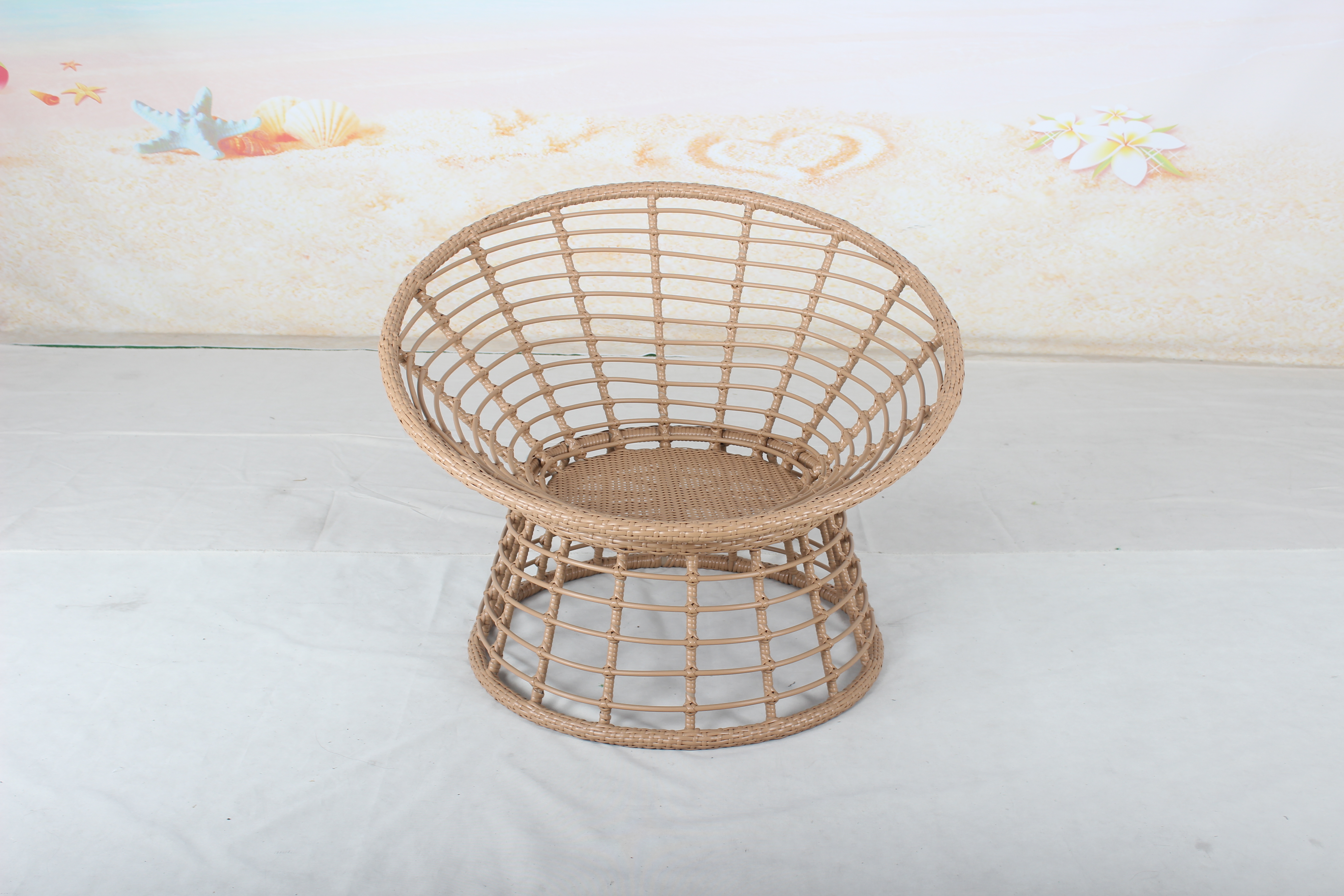 Outdoor rattan papasan chair with cushion