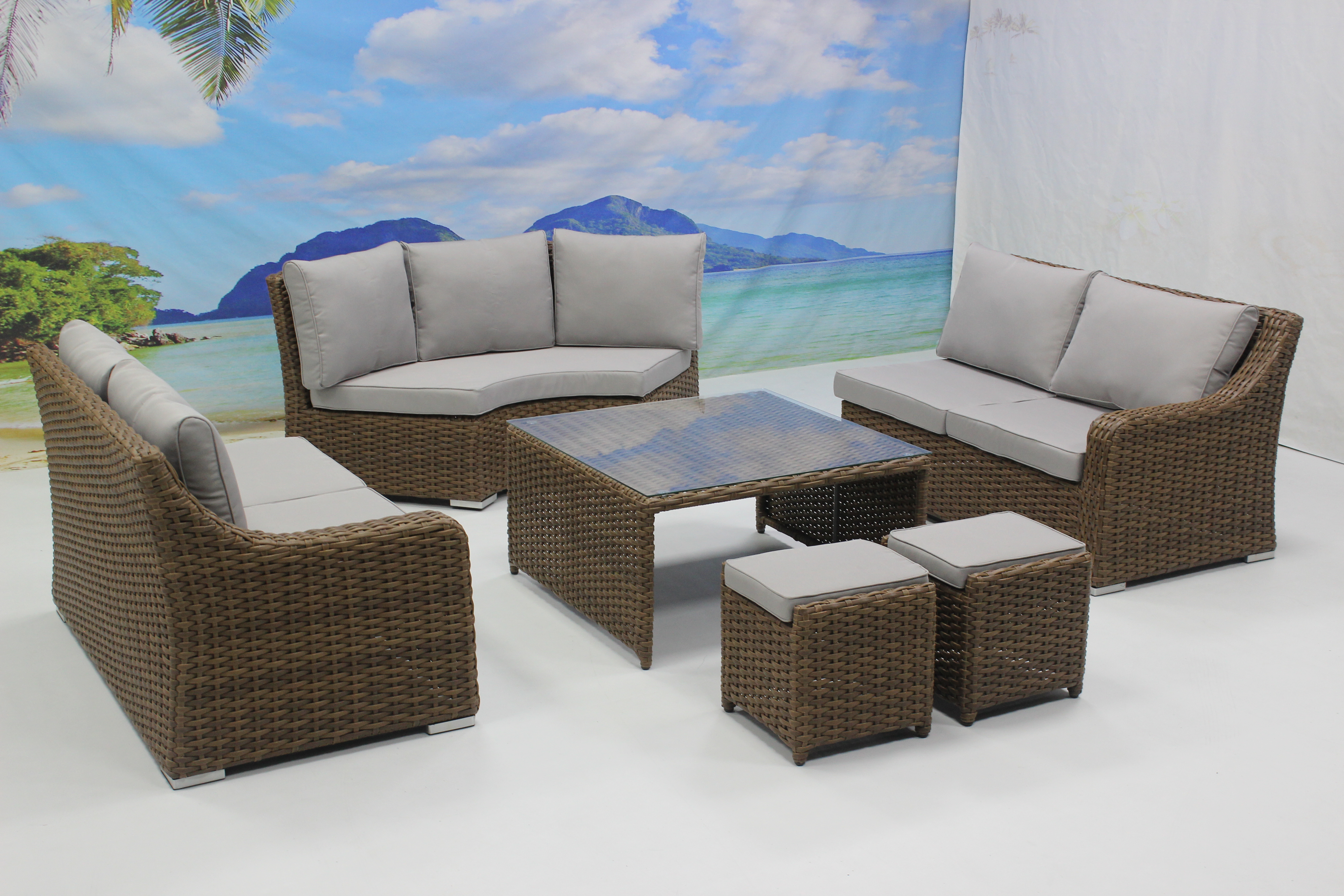 Wicker outdoor patio sectional sofa set