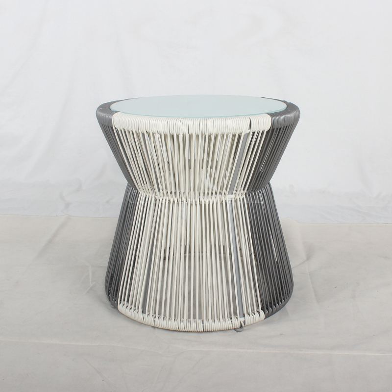 Small round wicker outdoor side table