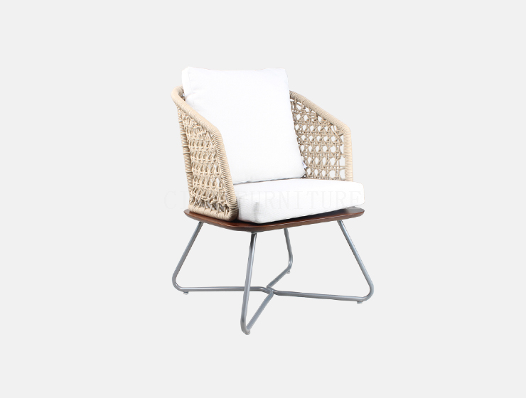 Patio outdoor woven rope single chair