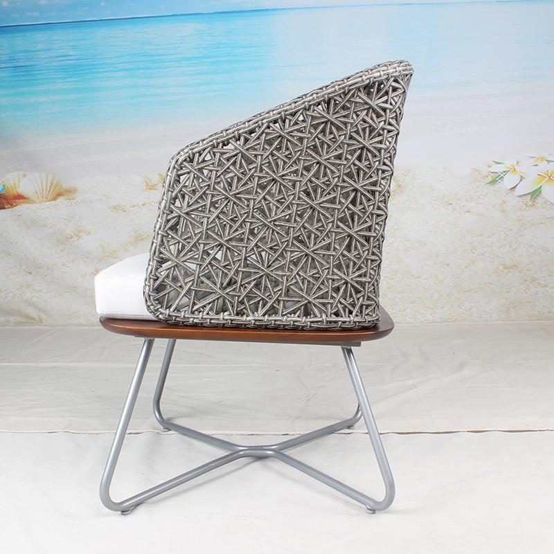 wicker braided grey modern outdoor single chair