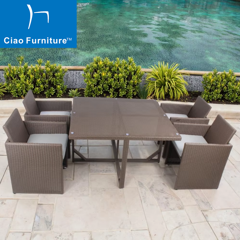 4 seater patio rattan cube dining furniture set