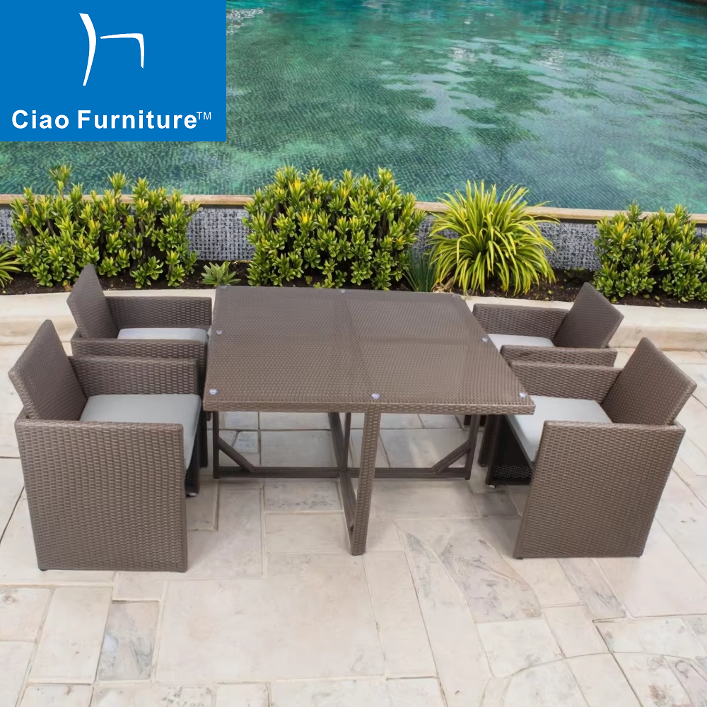 4 seater patio rattan cube dining furniture set
