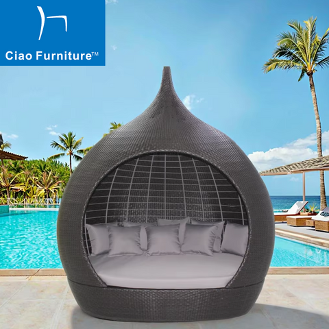 Modern outdoor bali poolside rattan sofa daybed