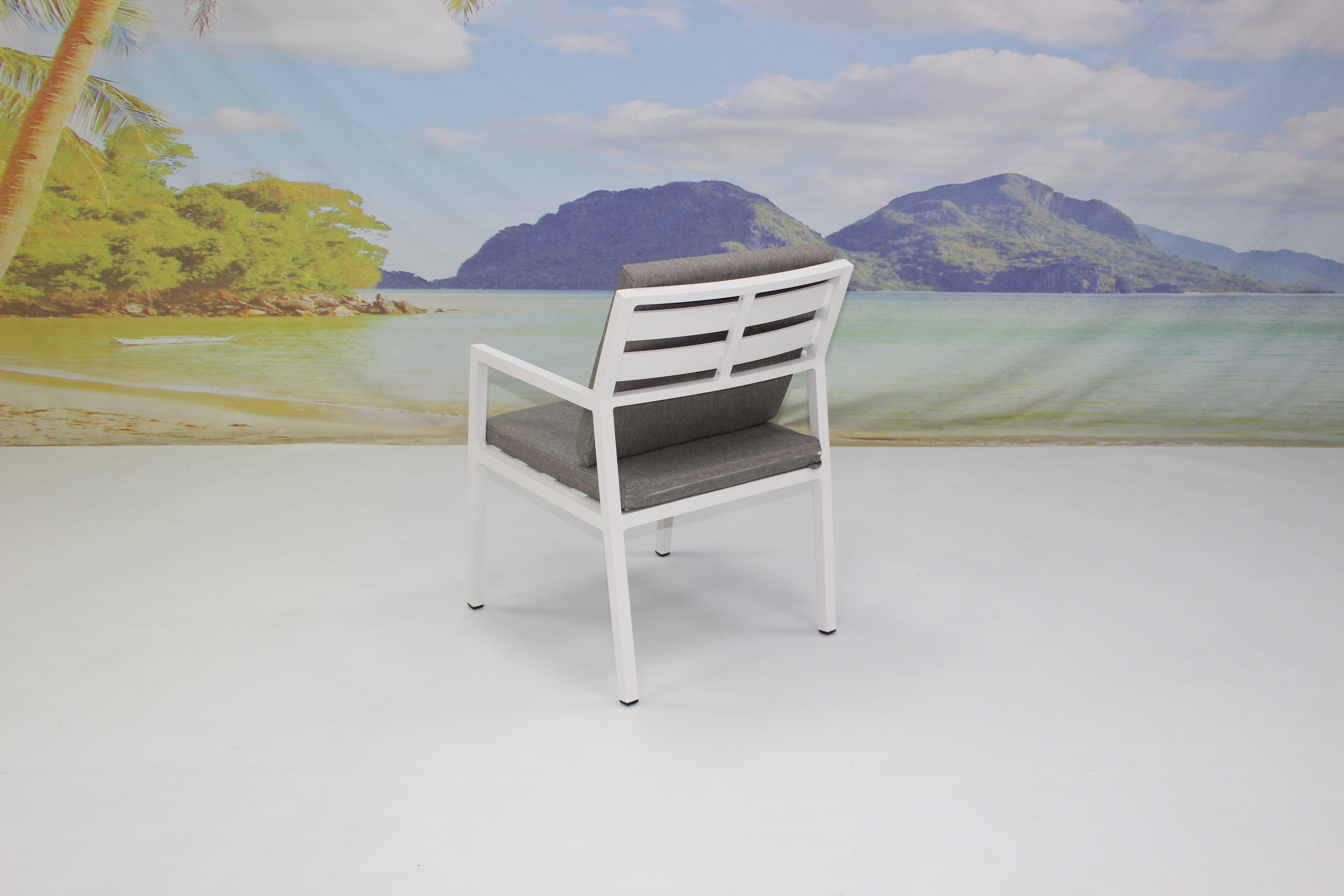 Pool side commercial white aluminum dining table and chairs set