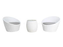 Balcony white rattan coffee table and chair