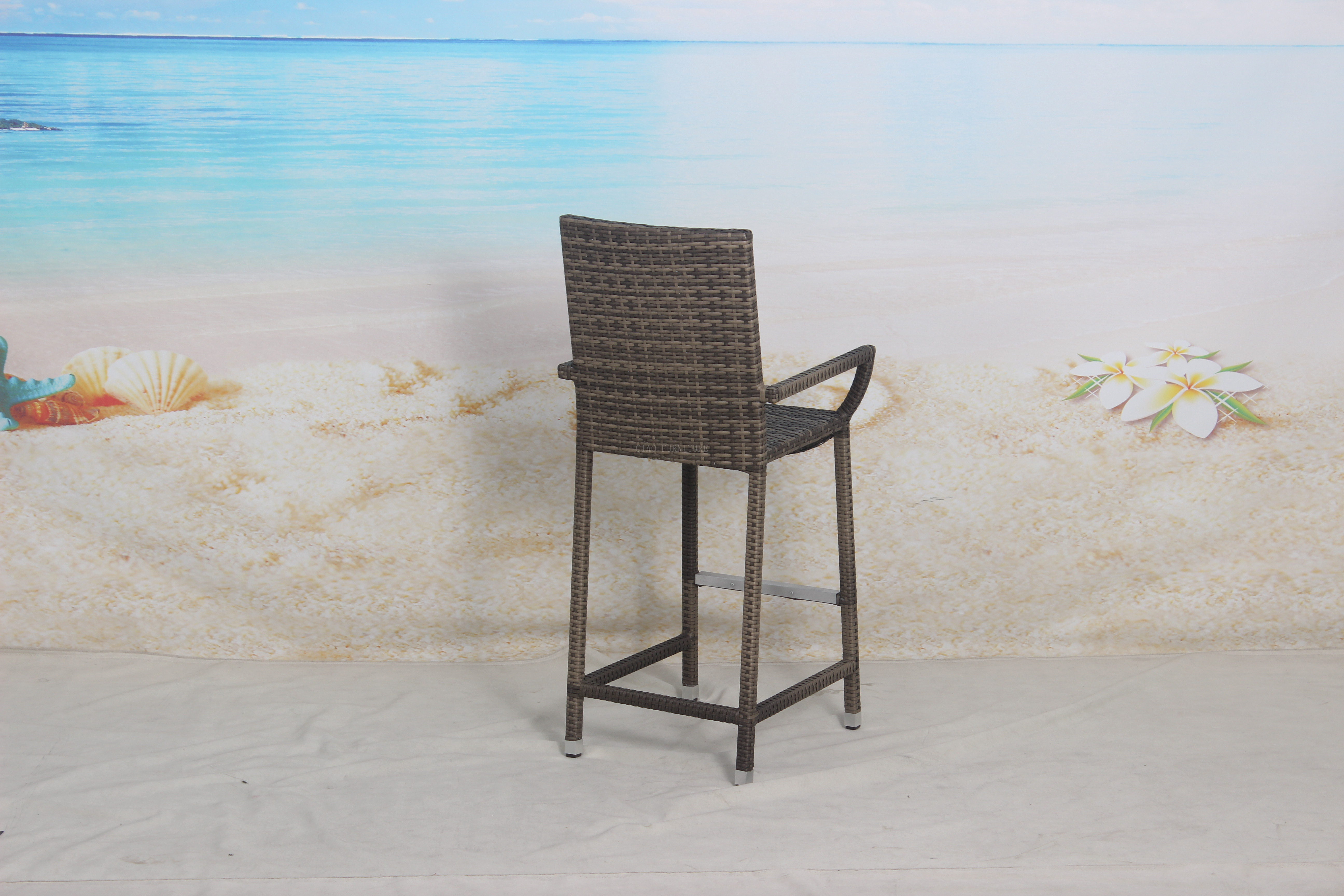 Outdoor hotel rattan high bar chair