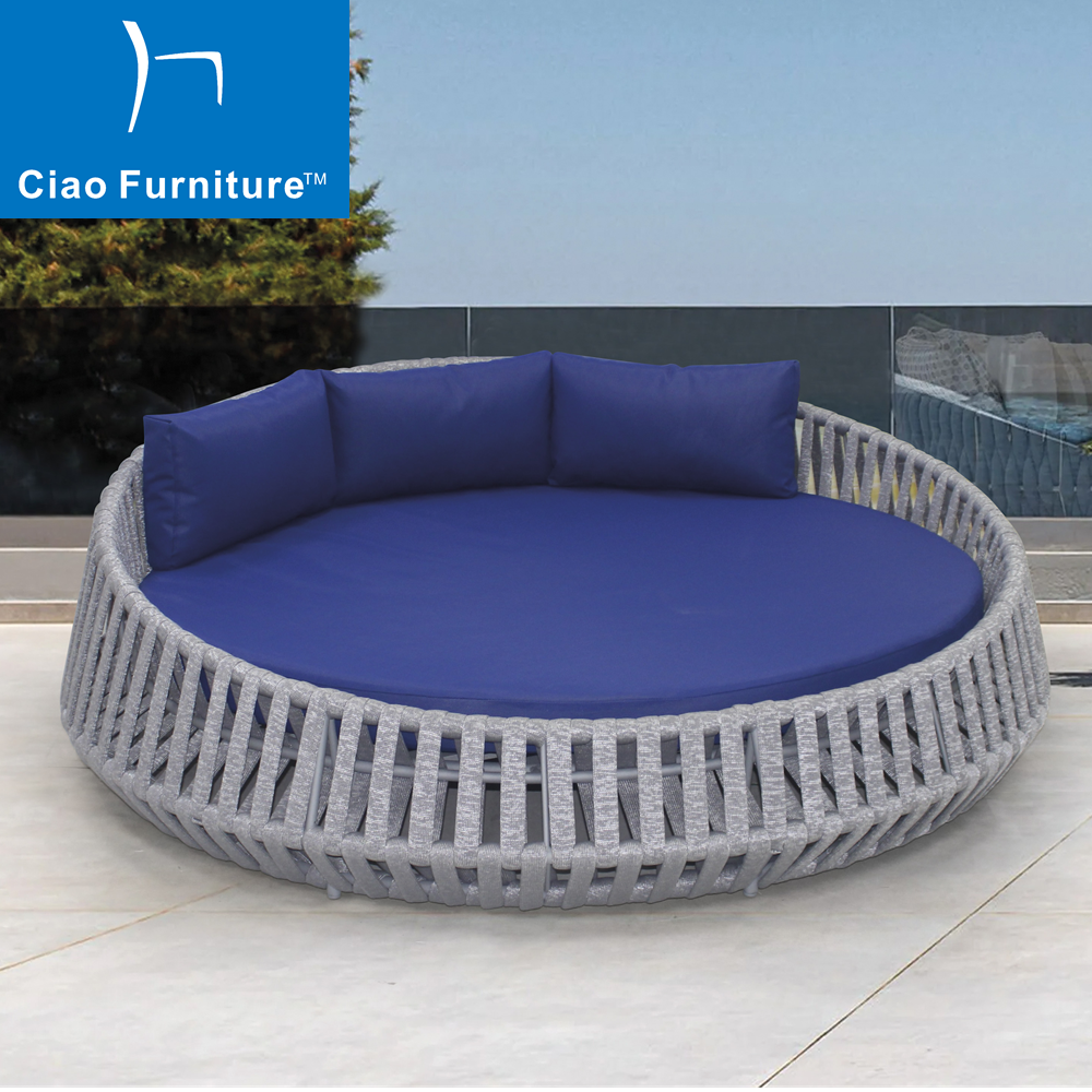 Hotel poolside furniture outdoor round lounge rope daybed