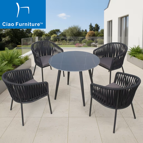 Patio rope dining chair set