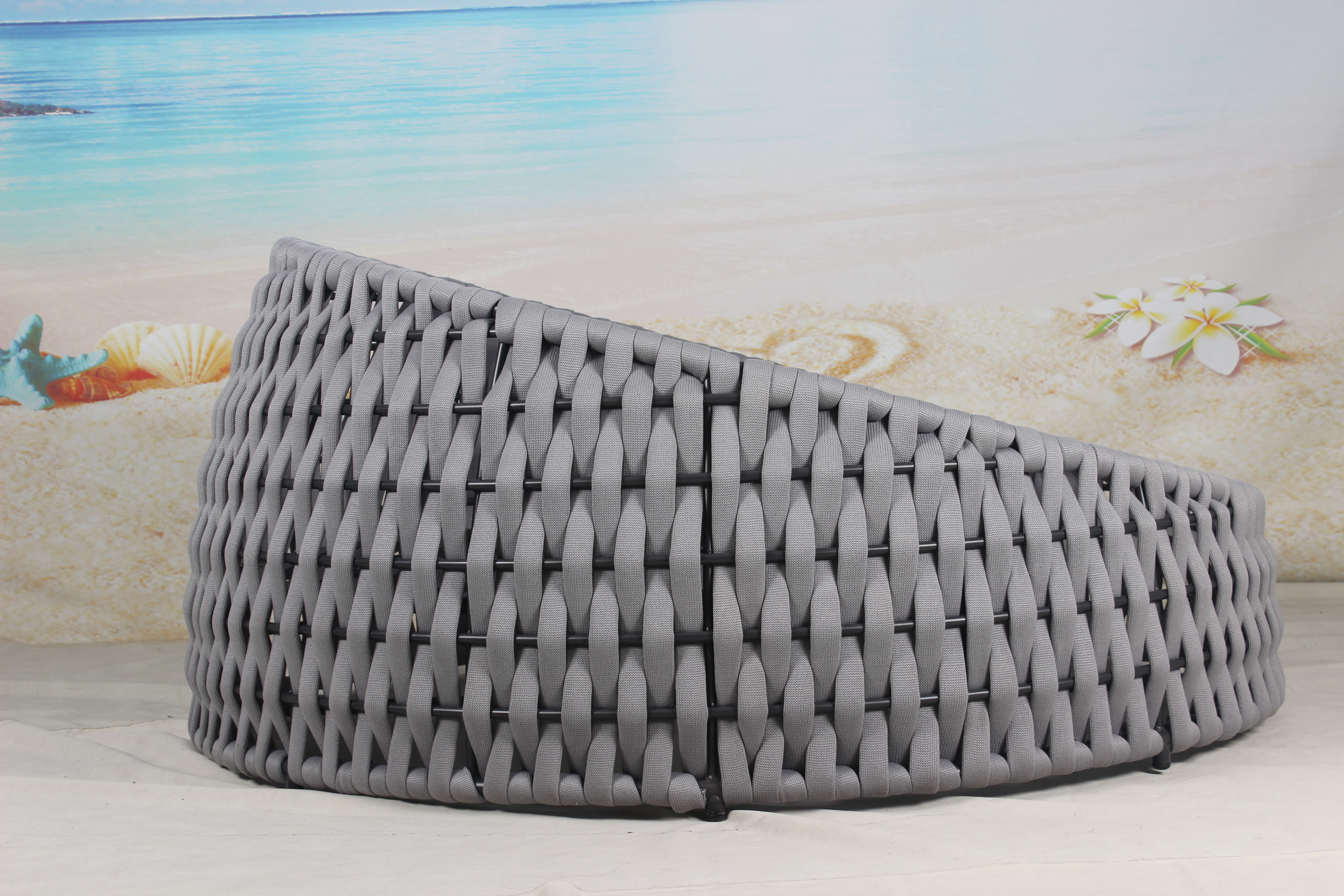 Modern resort poolside outdoor rope round daybed