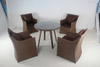 Outdoor brown wicker terrace furniture round dining table chairs set