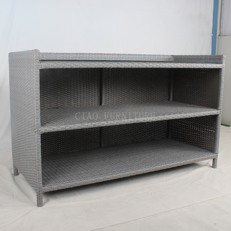 wicker braided grey resort outdoor shelf