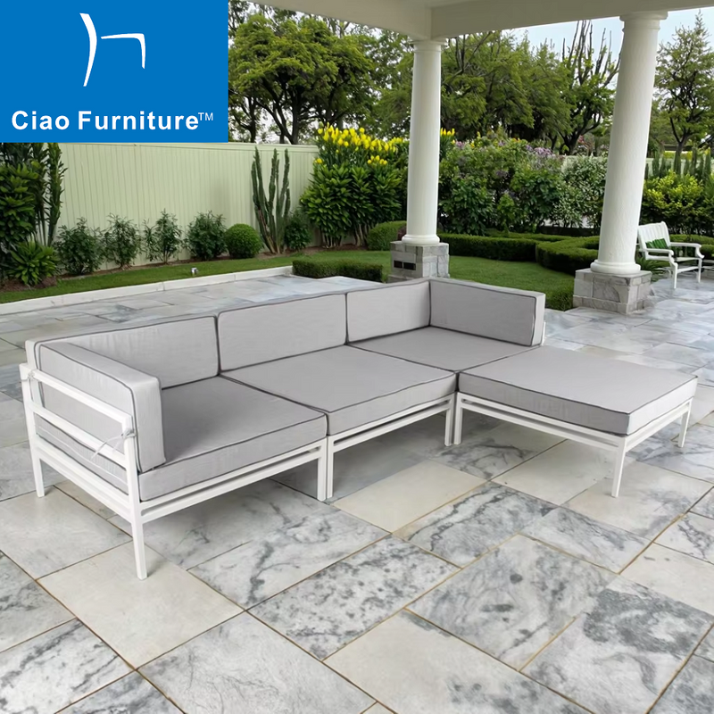 White aluminium garden sectional sofa set
