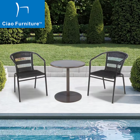 3 piece outdoor bistro wicker chair set