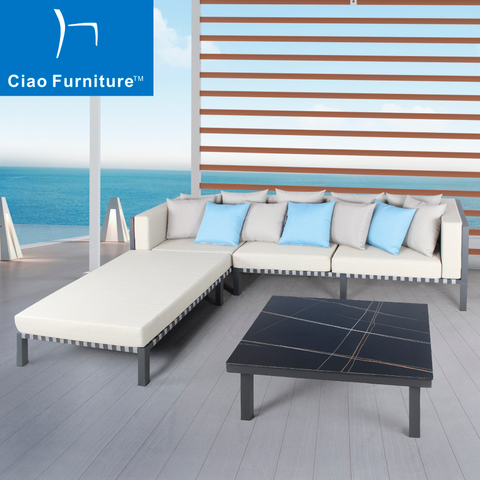 L shaped outdoor patio corner sofa set