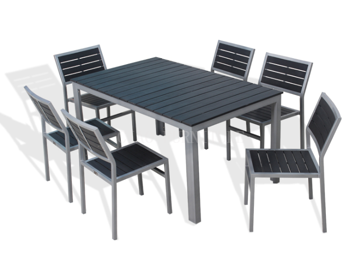 Outdoor aluminum PS wood dining chairs and table 