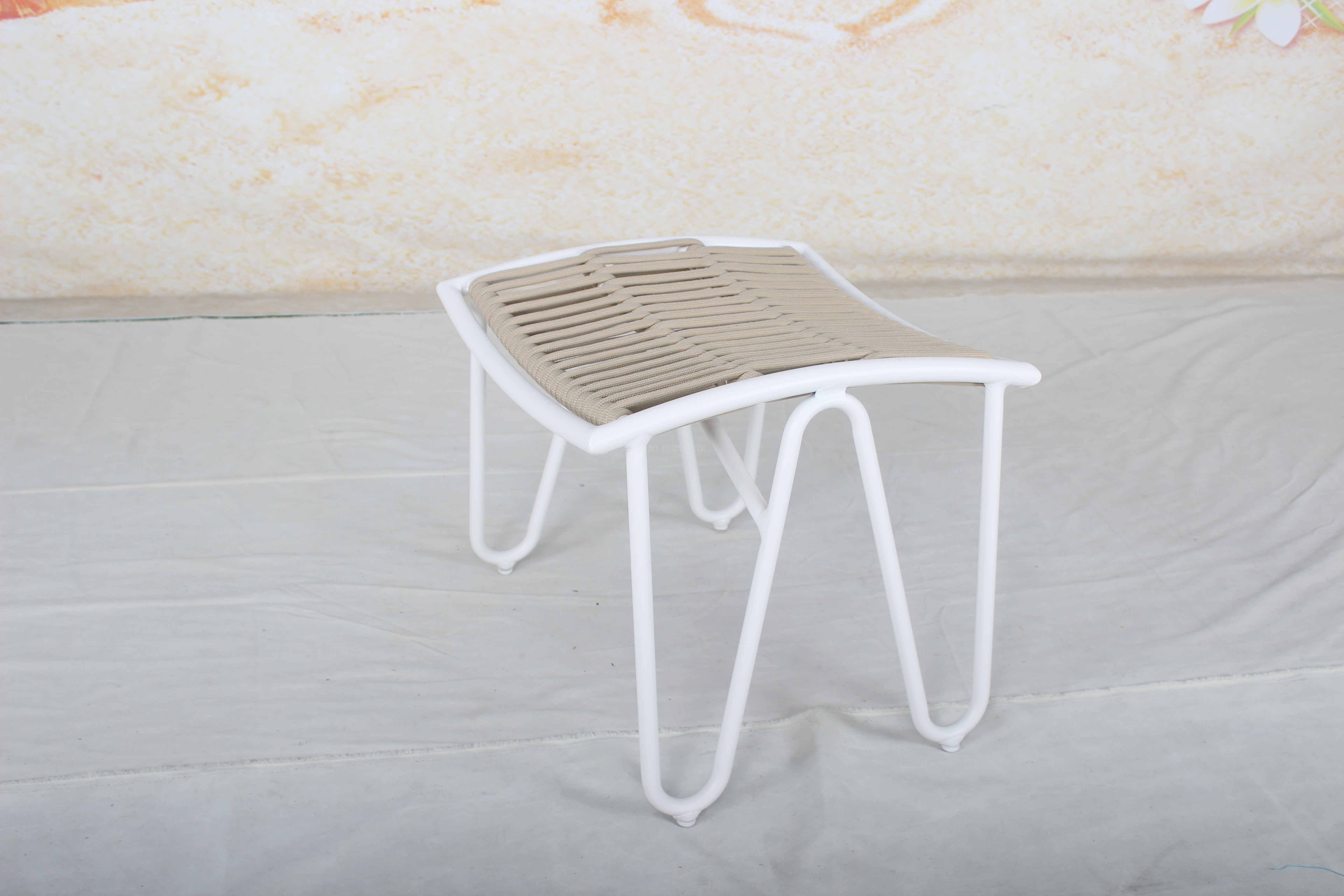 Aluminum patio rope chair with ottoman