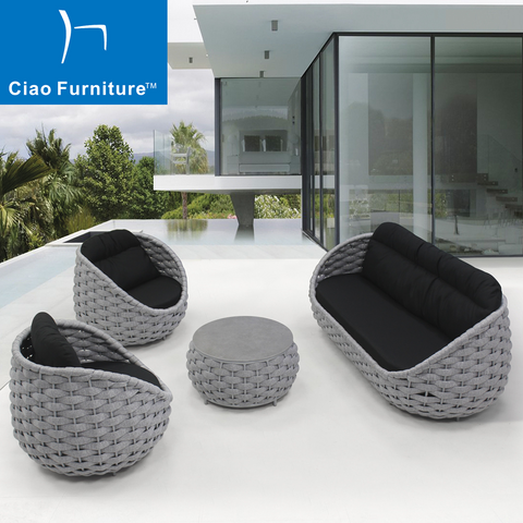 Modern 5 seater outdoor balcony rope sofa