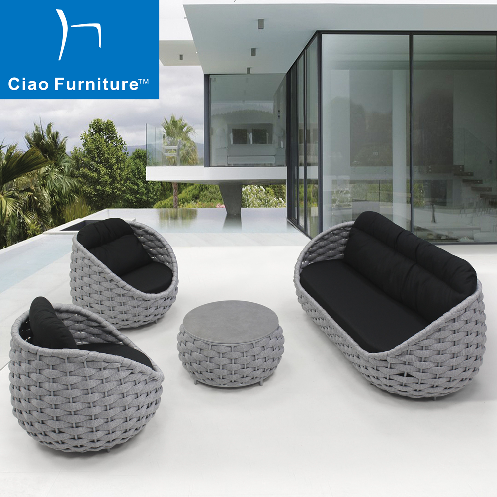 Modern 5 seater outdoor balcony rope sofa