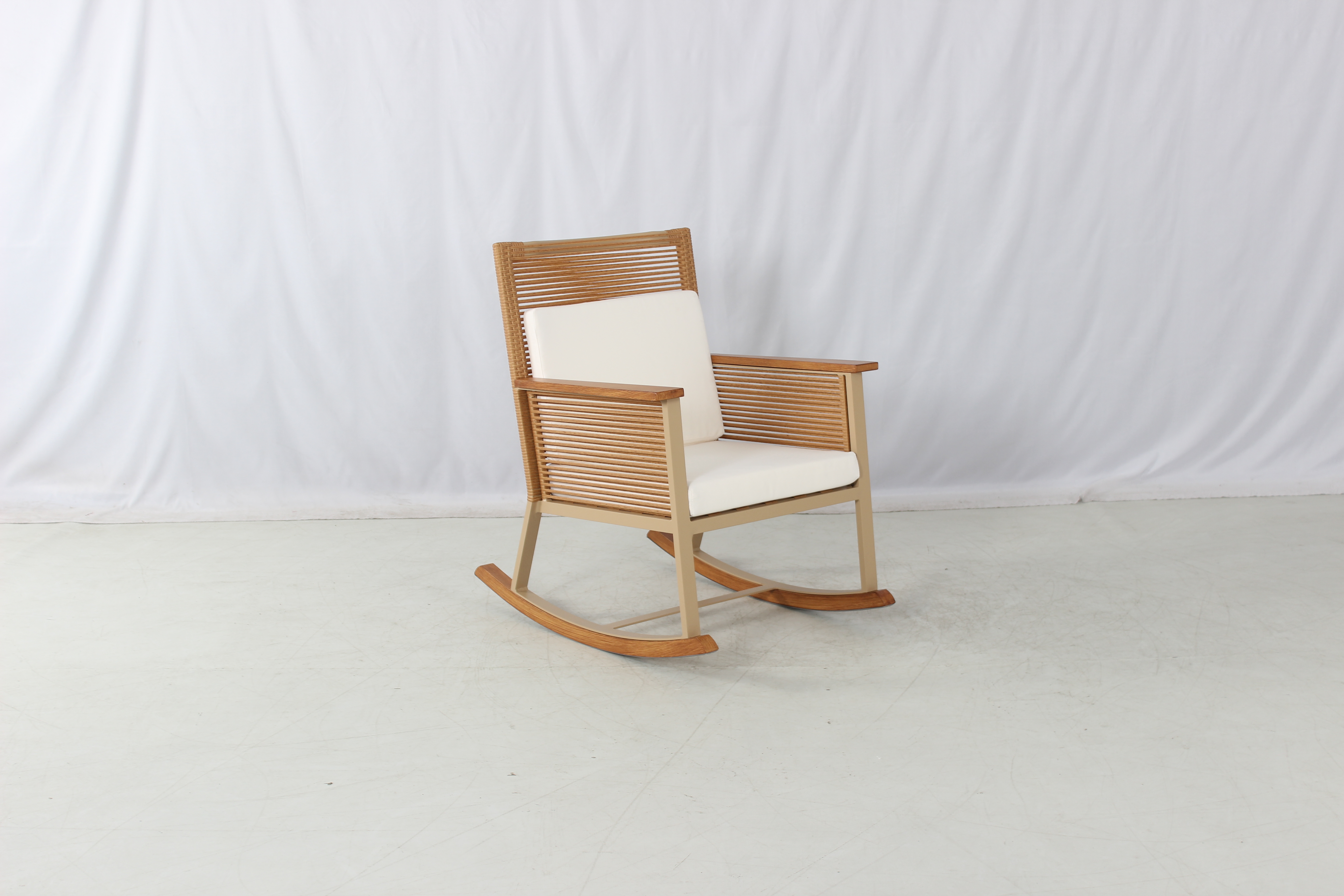 Hotel balcony 3 pieces outdoor rattan rocking chairs set