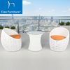 3 pieces white rattan balcony patio conversation set