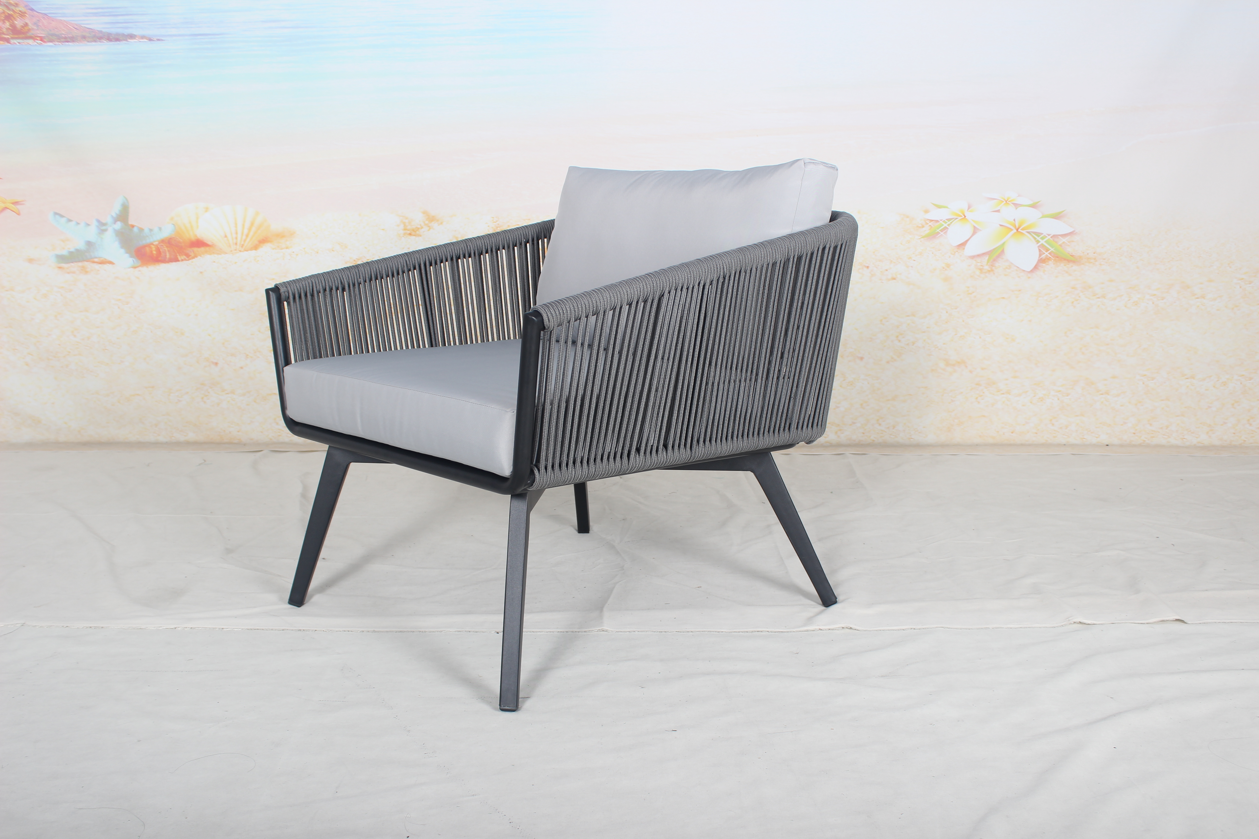 Modern grey rope aluminum outdoor sofa set