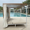 Luxury outdoor patio pool aluminum double daybed with curtain