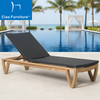 Luxury solid wooden rattan pool chaise lounge chair 
