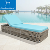 Resort pool furniture outdoor sunbed with blue cushion