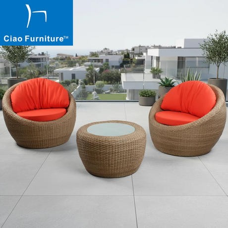 3 pieces balcony patio wicker bistro chairs set