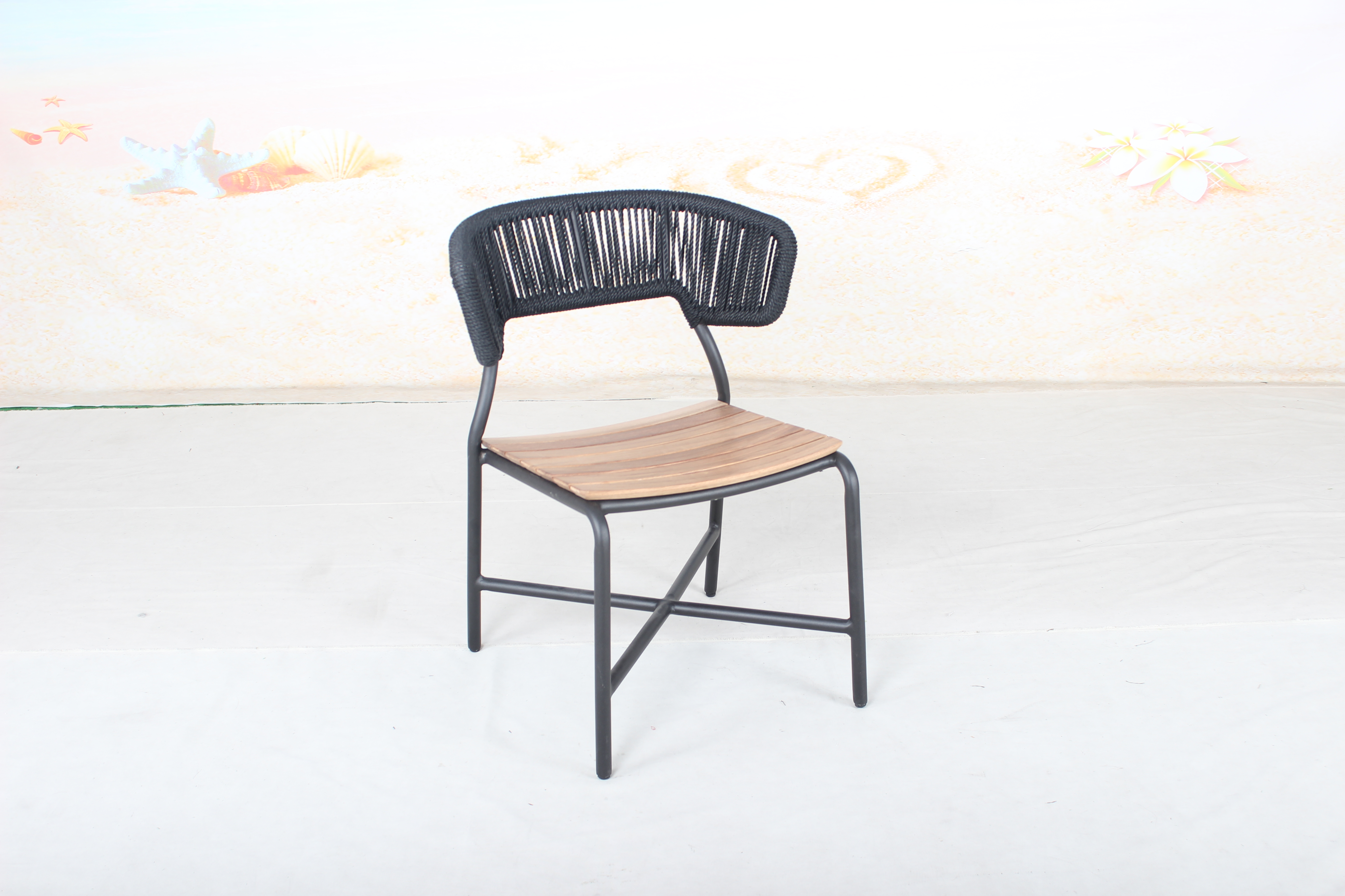 Black rope patio dining chair