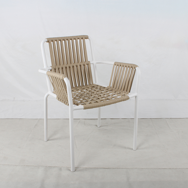 Belt braided beige simple outdoor single chair