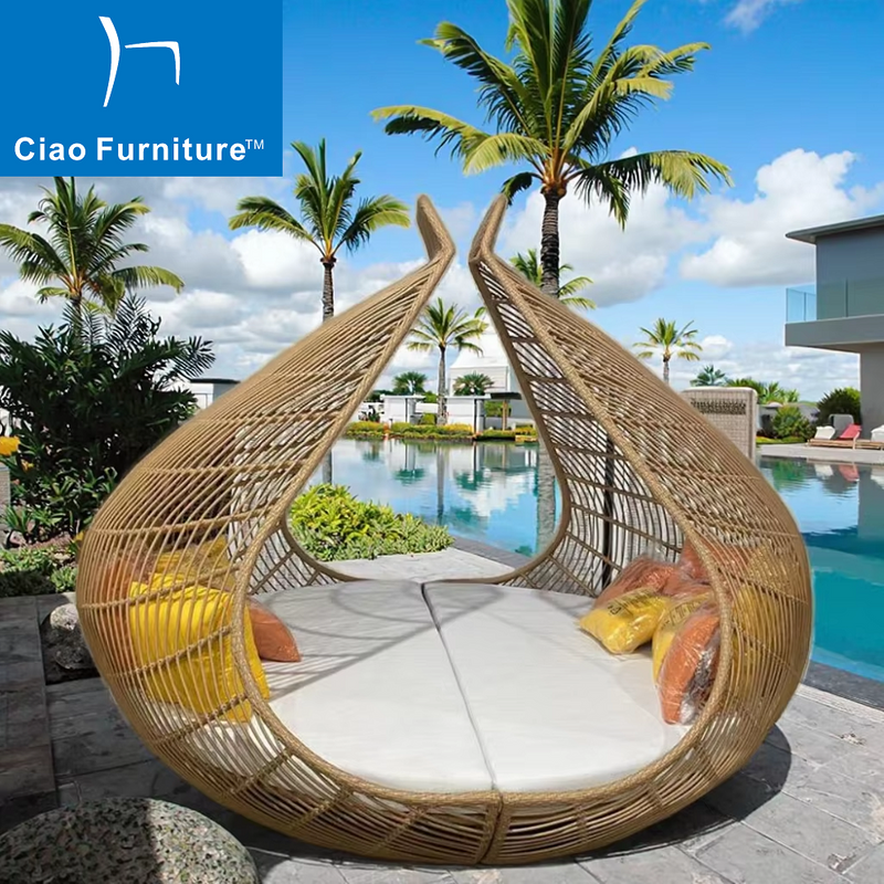 Modern outdoor pool rattan daybed furniture 