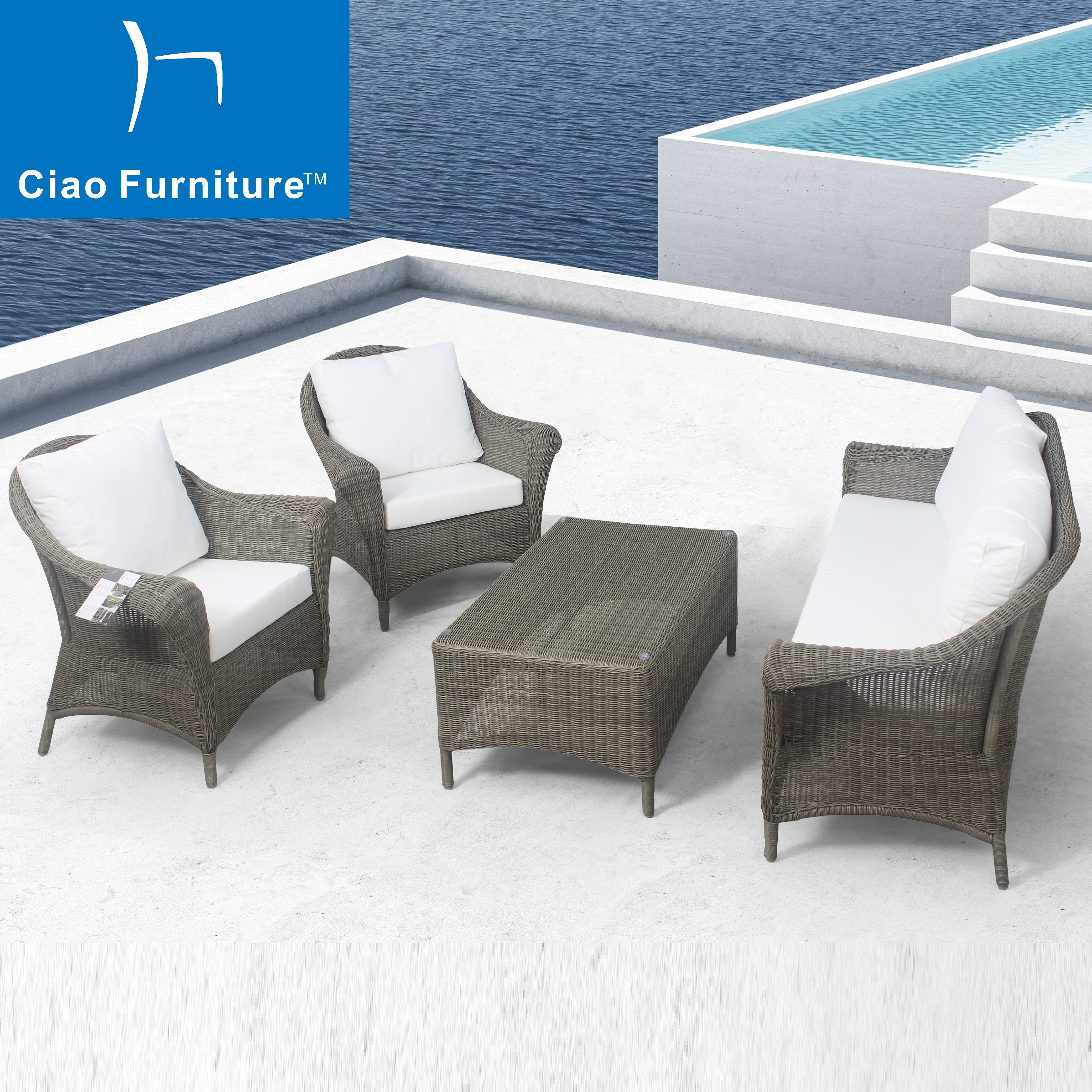 5 seater outdoor backyard wicker sofa set