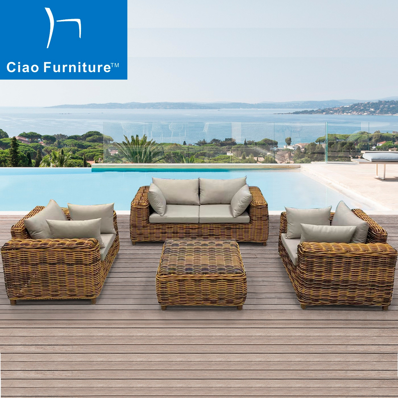 4 pieces outdoor rattan sofa furniture set