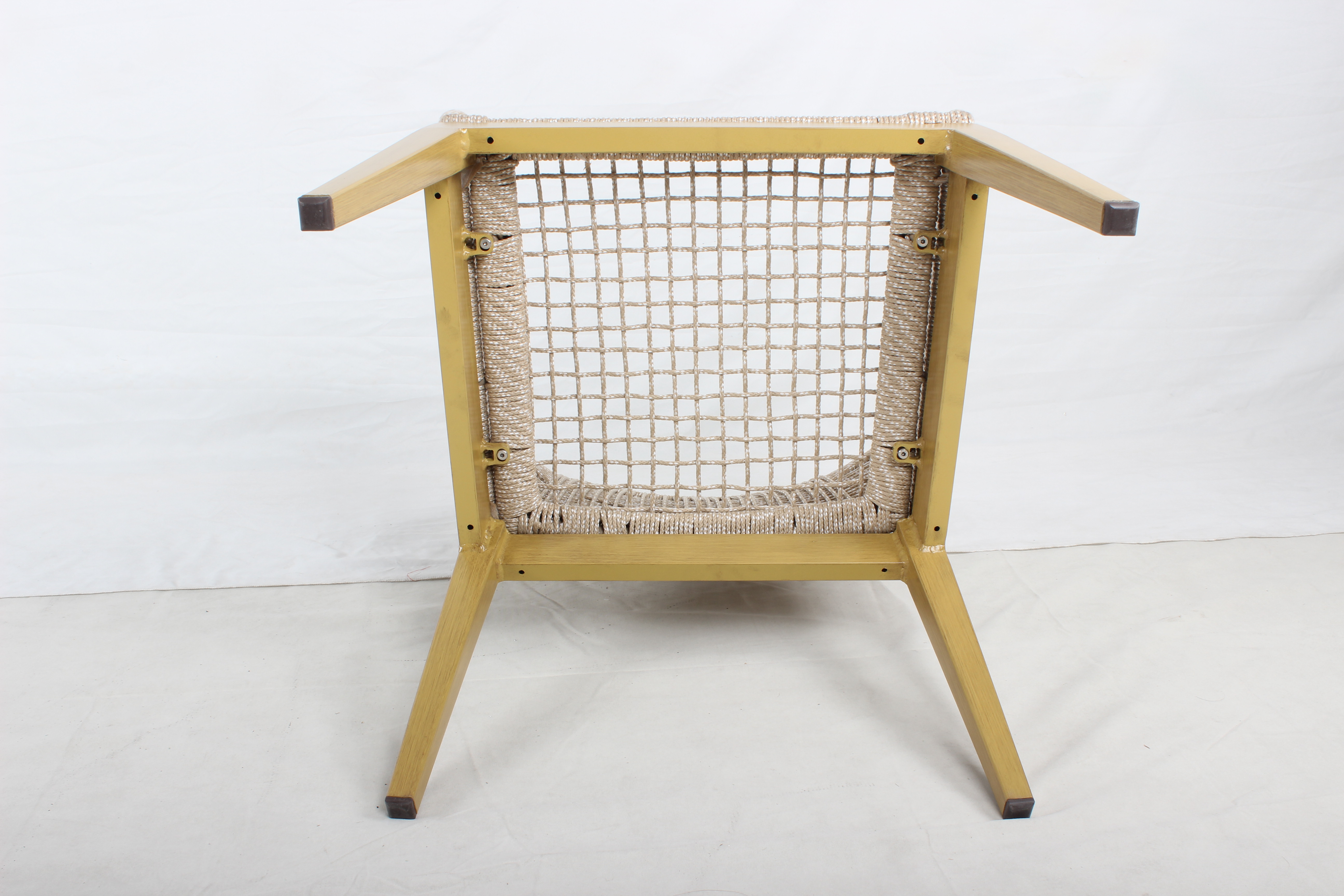 Rope weave beige outdoor single chair
