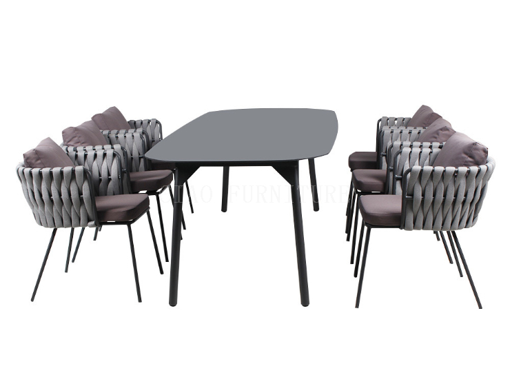 Outdoor patio aluminium dining table and chair set