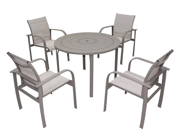 5 piece outdoor terrace aluminum round dining table and chairs set
