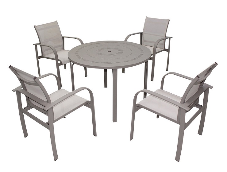 5 piece outdoor terrace aluminum round dining table and chairs set