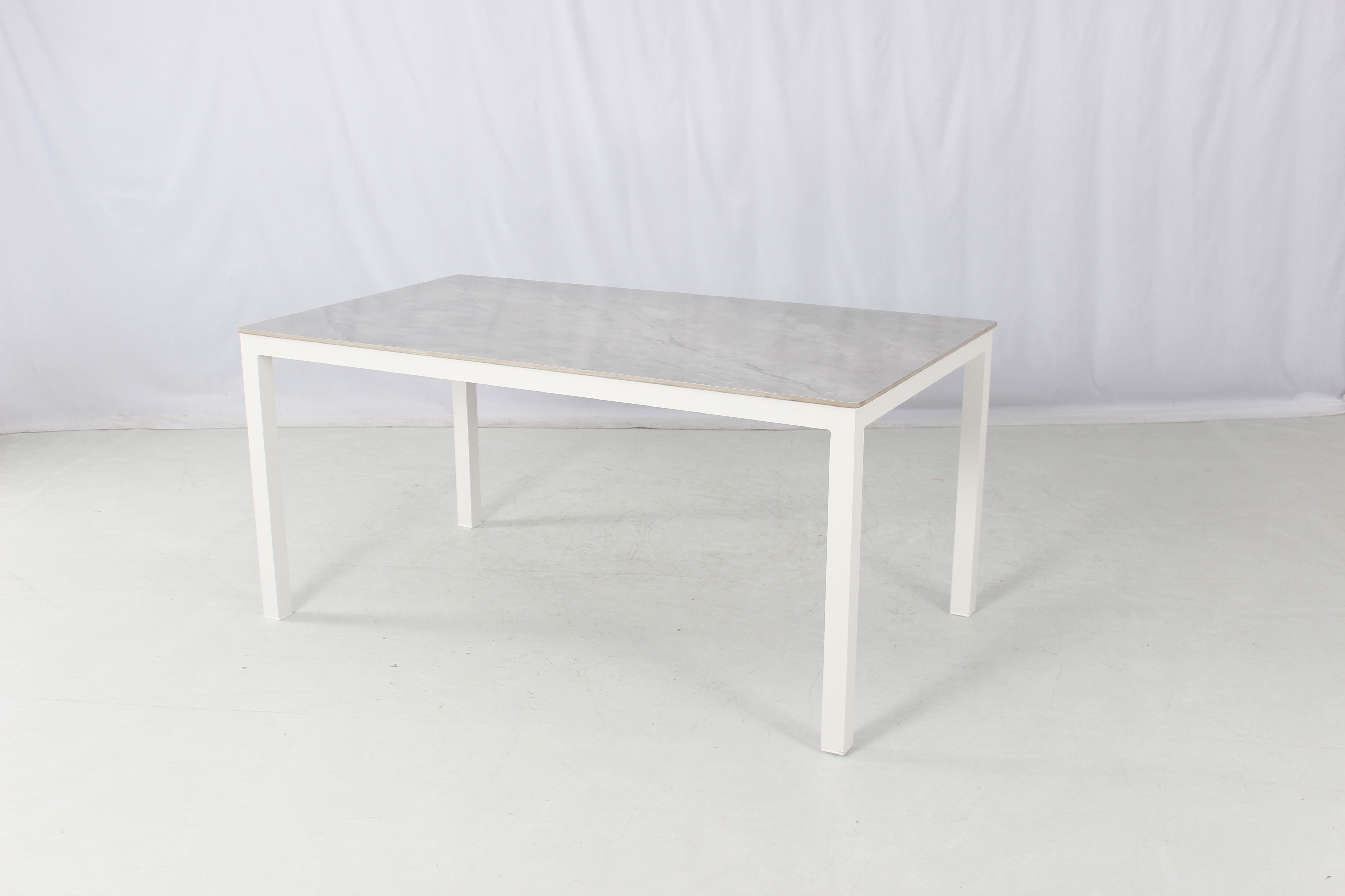 White aluminum 6 seater patio terrace dining furniture set